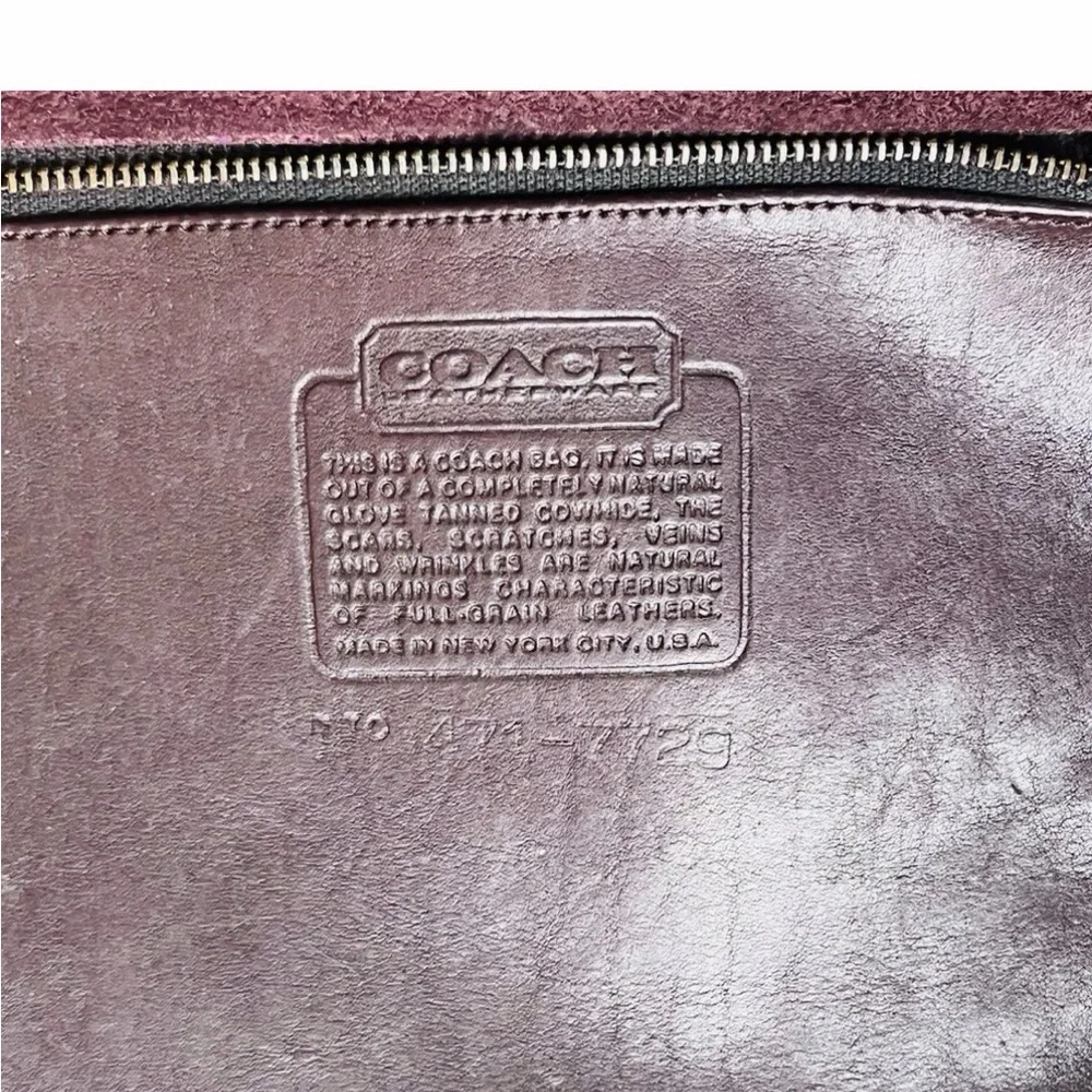 Vintage Coach Carrier NYC Bag Purse USA Burgundy leather 80s Musette Crossbody - Picture 9 of 15